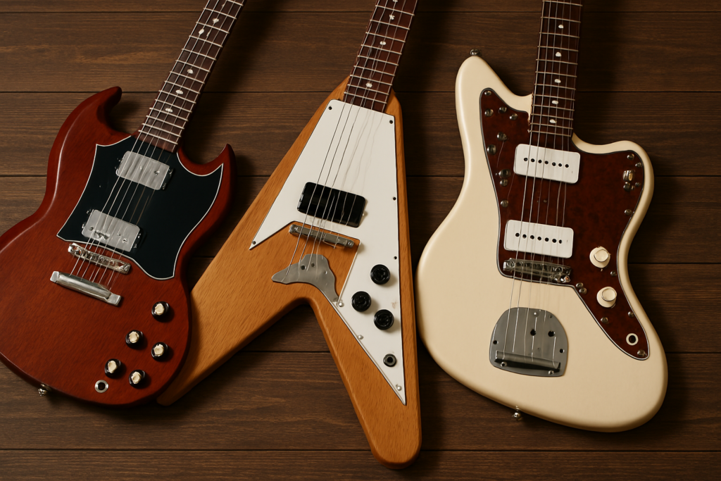 エレキギター、SG、フライングV、ジャズマスター