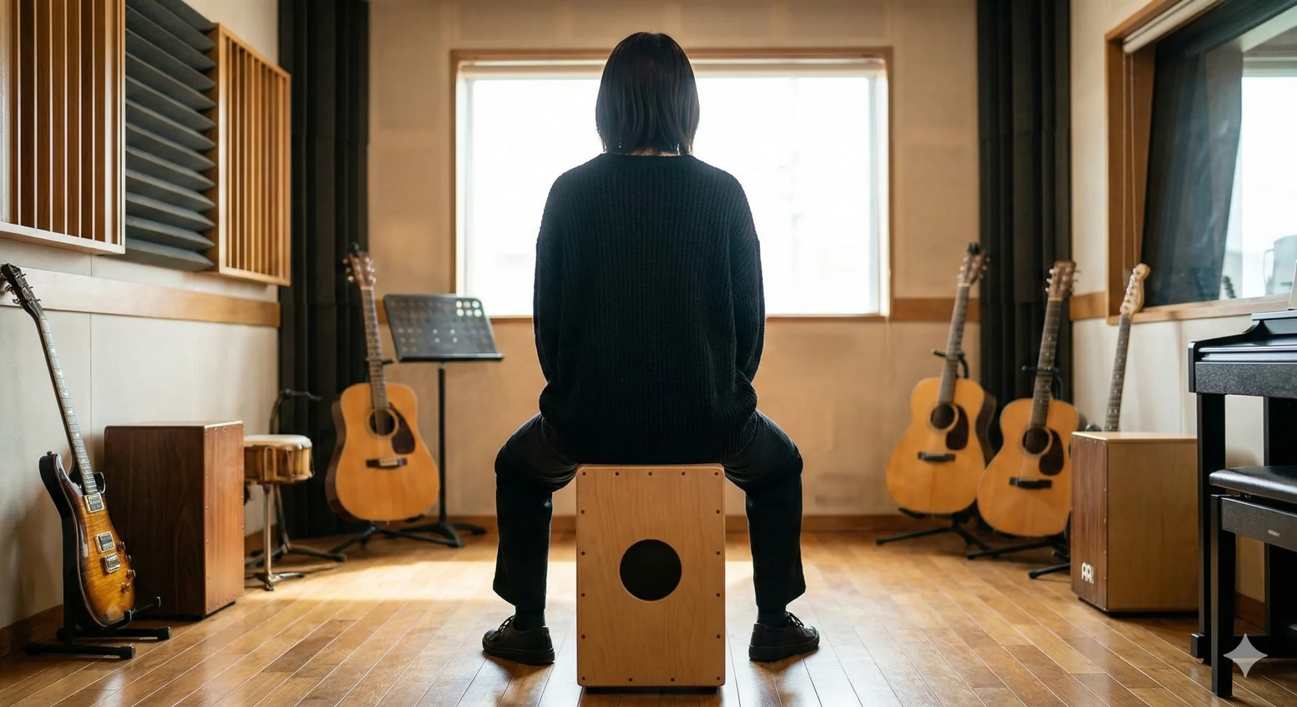 本文中:カホンの正しい座り方と基本姿勢セクション