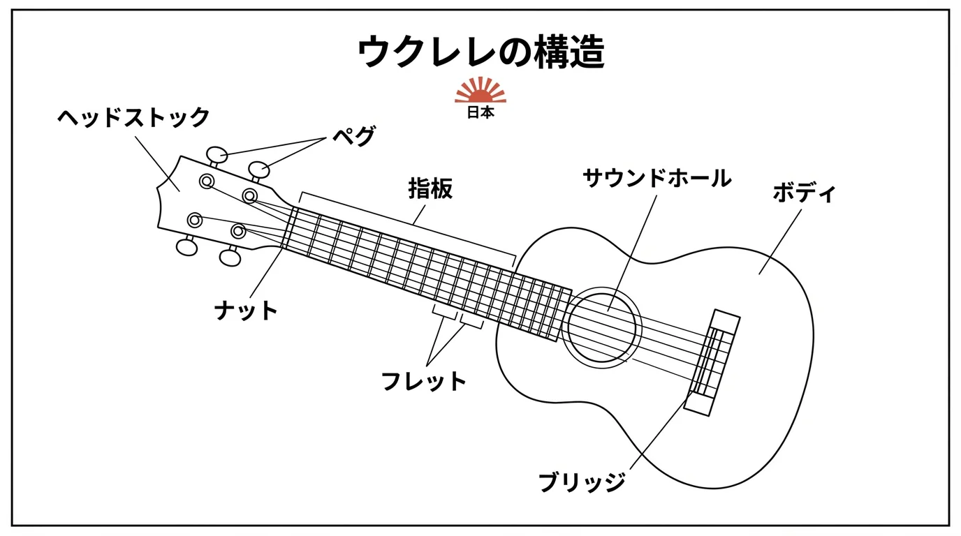 本文中:ウクレレの基礎知識セクション