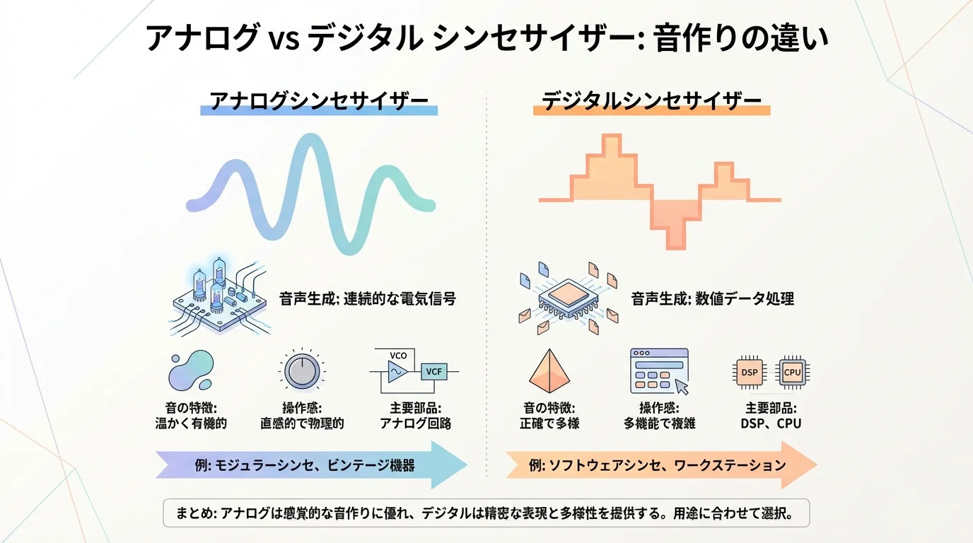 本文中:シンセサイザーの種類比較セクション