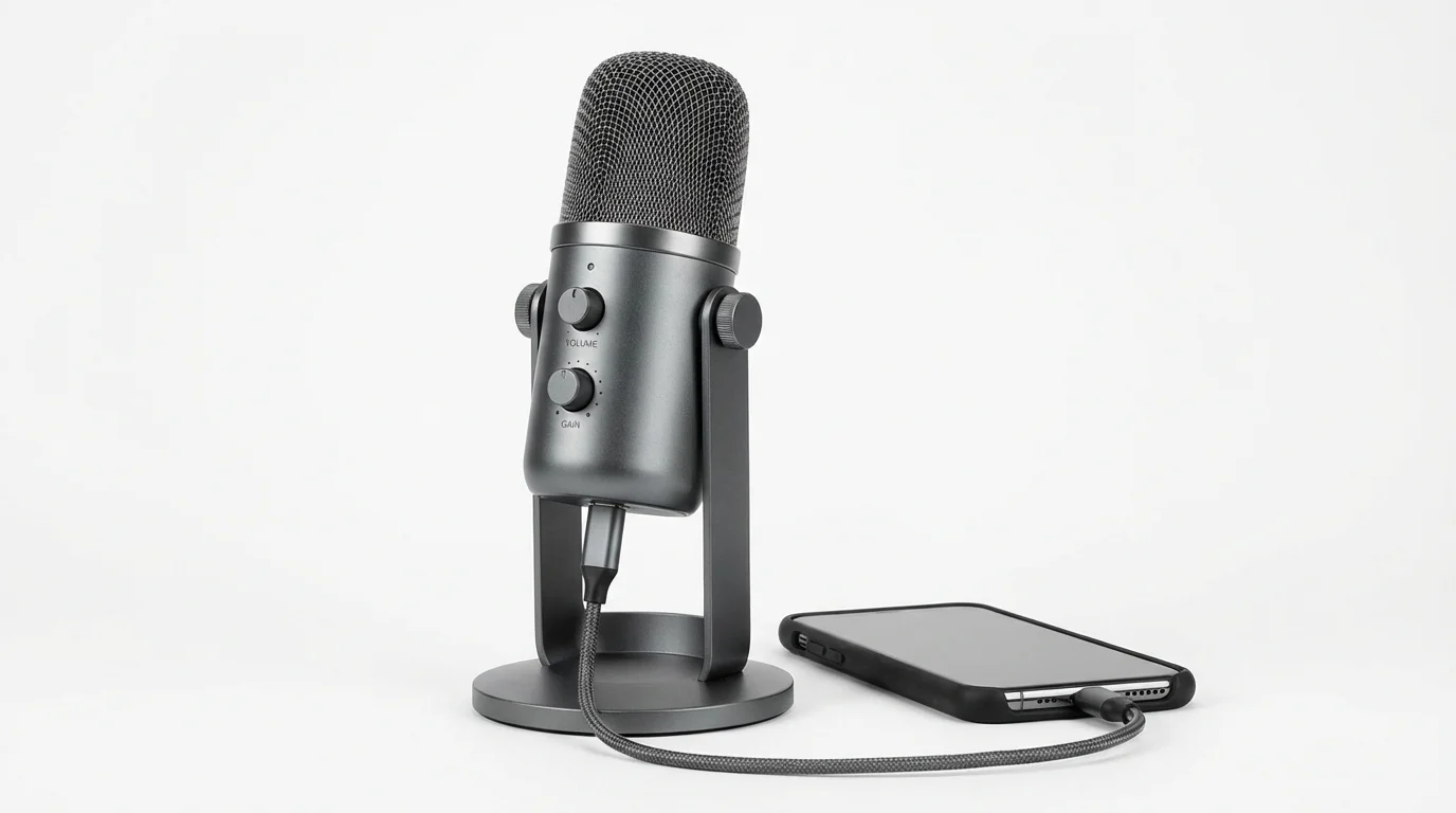 本文中：USB接続マイクのイメージ