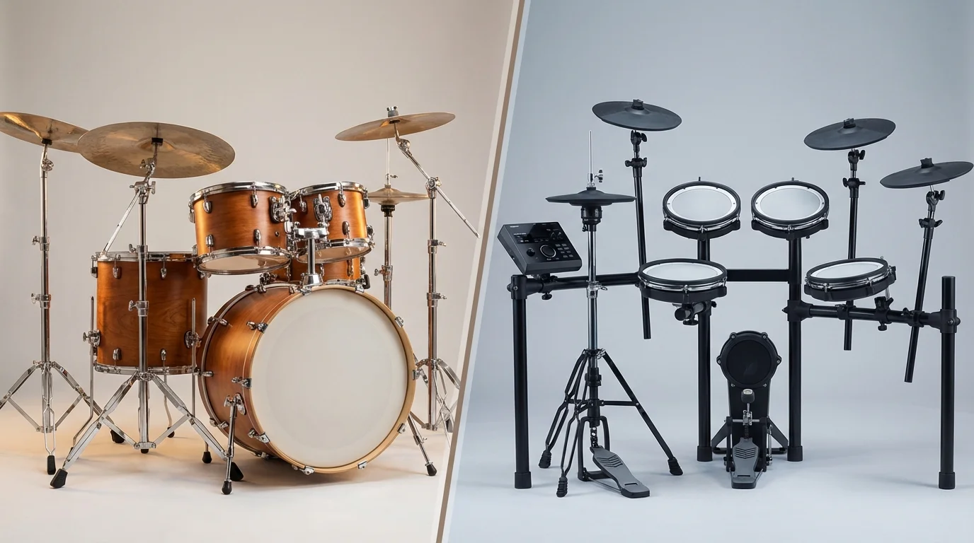 本文中：アコースティックドラムと電子ドラムの比較セクション