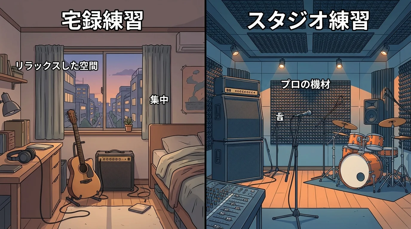 本文中：自宅練習とスタジオ練習の使い分けセクション