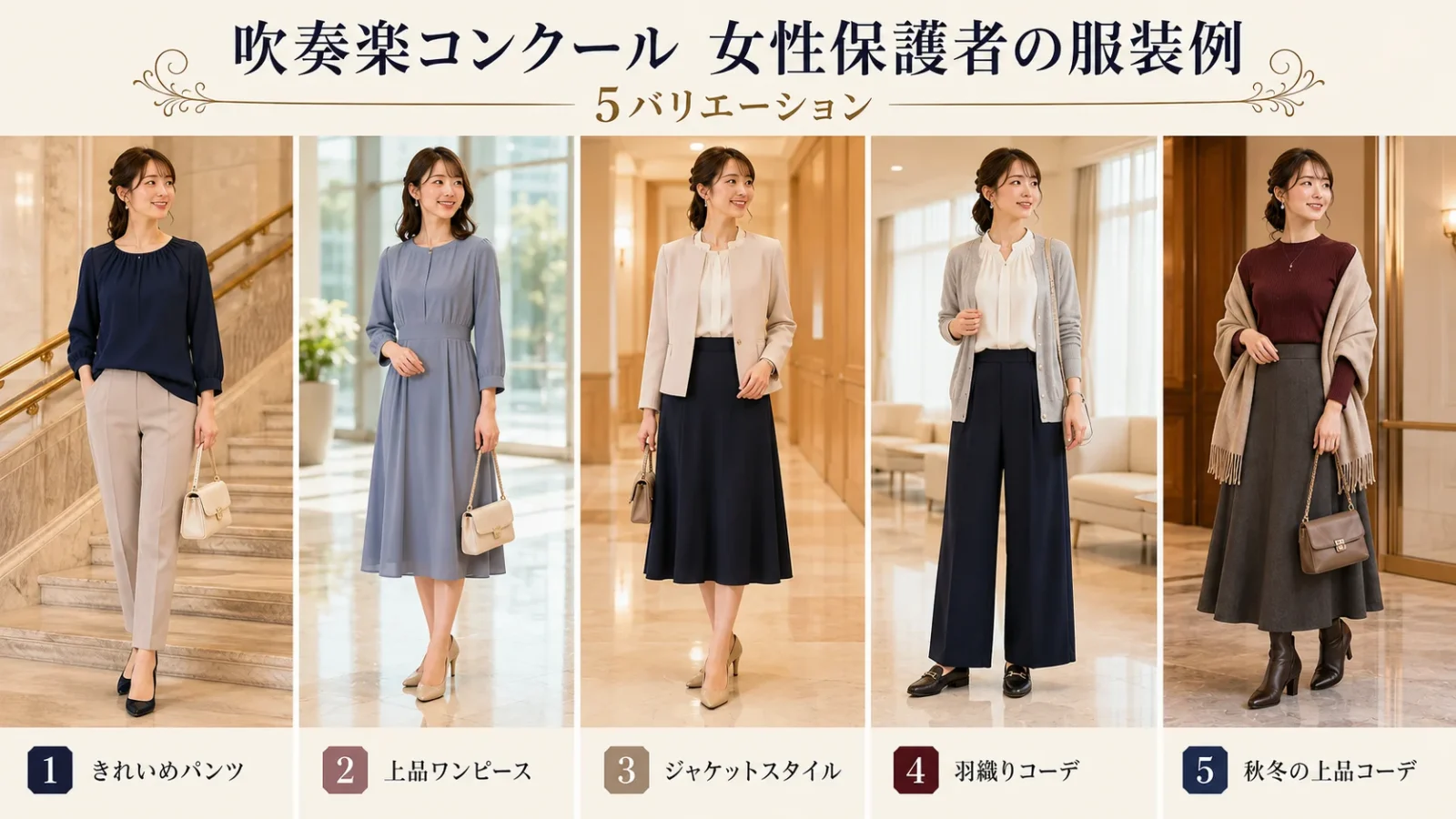 吹奏楽コンクール 女性保護者の服装例5パターン