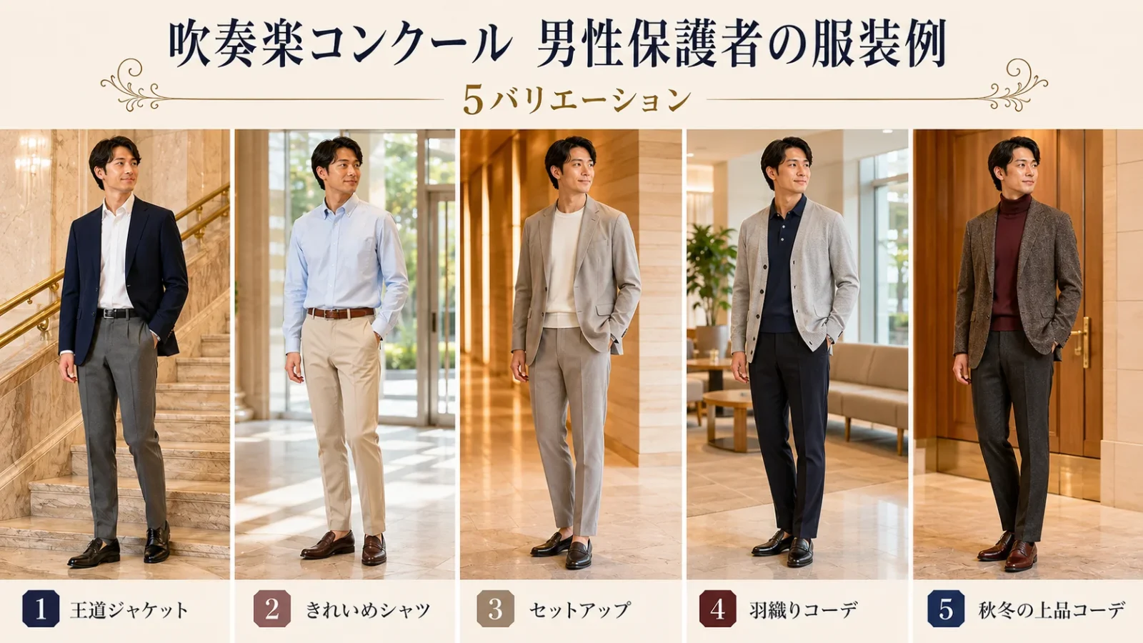 吹奏楽コンクール 男性保護者の服装例5パターン
