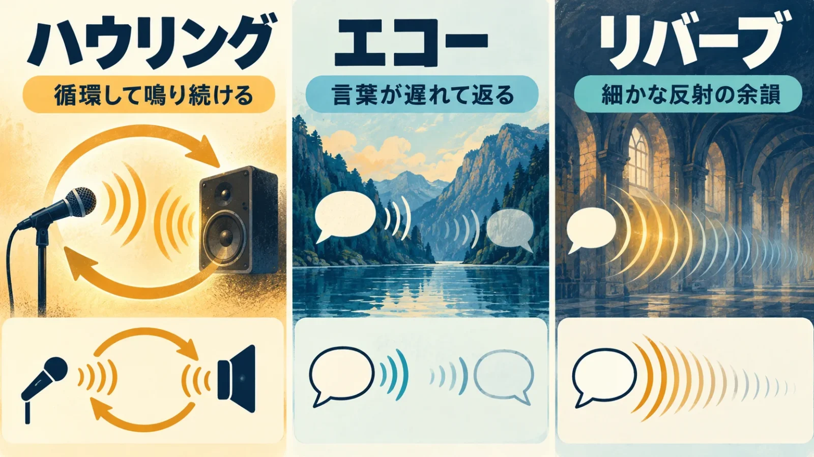 ハウリングとエコーとリバーブの違い