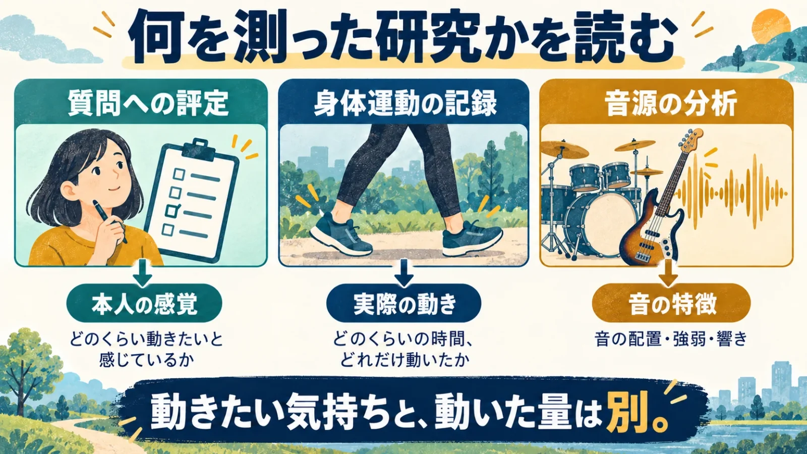 質問と動作と音源分析が測る対象を分ける