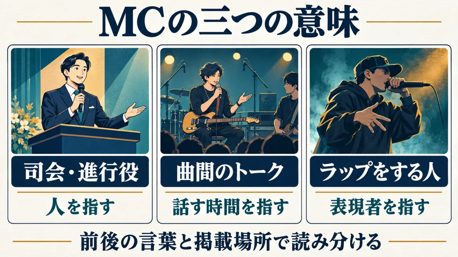 MCの司会・曲間トーク・ラップという三つの使い方