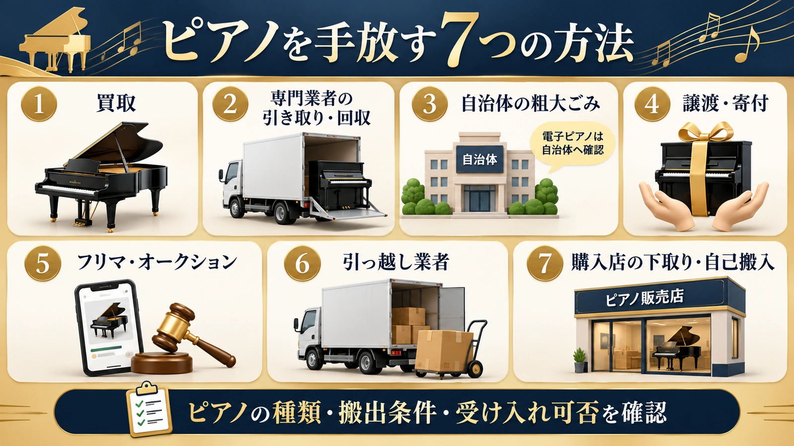 ピアノの処分方法7つの選択肢